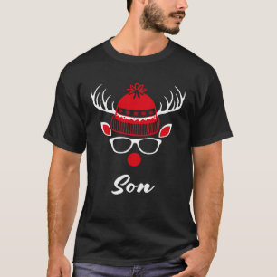 Camiseta Filha de Natal Reindeer Face Familiarização