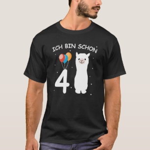 Camiseta Filha do 4º Aniversário da caixa Ich schon 4 anos