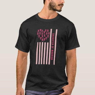 Camiseta Filha Do Cancer De Mama De Bandeira Americana 