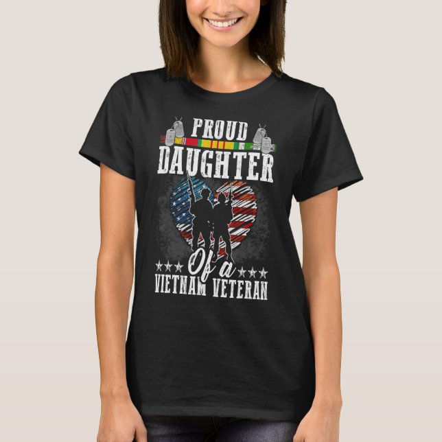 Camiseta Filha Orgulhosa De Um Dia Veterano Do Vietnã (Frente)