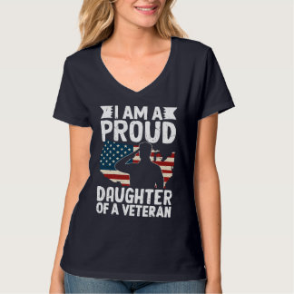 Camiseta Filha Orgulhosa De Um Pai Patriota Militar Veteran