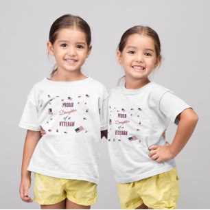 Camiseta Filha Orgulhosa de um Veterano Bandeira Patrióti