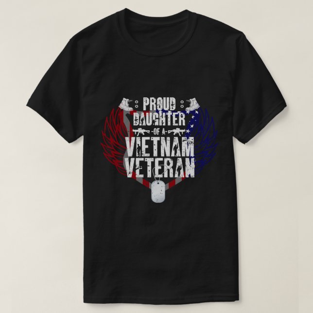 Camiseta Filha Orgulhosa De Um Veterano Vietnã 333 (Frente do Design)