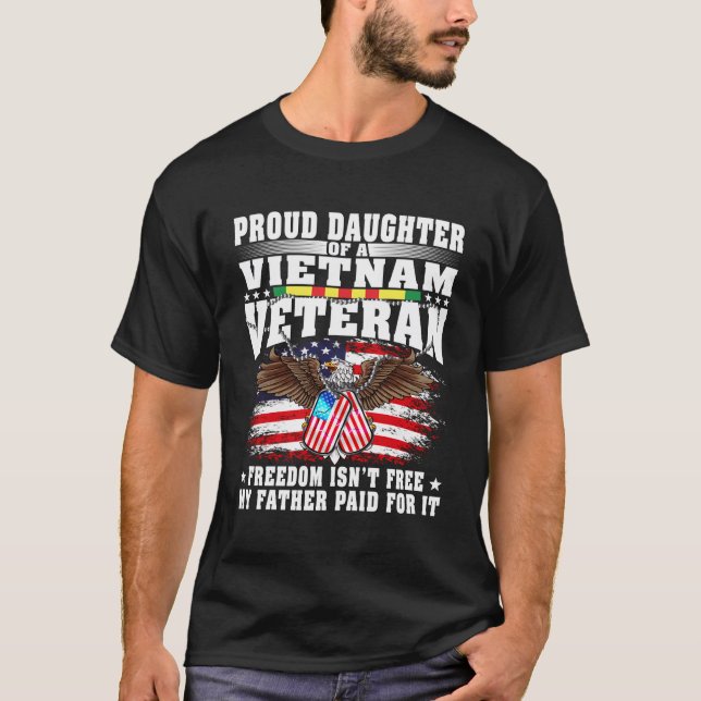 Camiseta Filha Orgulhosa De Um Veterano Vietnã - Vet Milita (Frente)