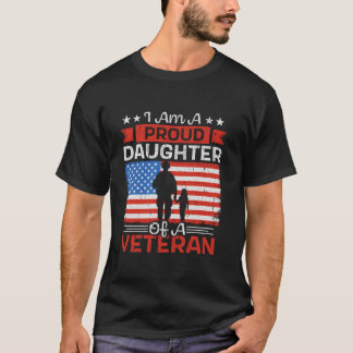 Camiseta Filha Orgulhosa De Um Vetor Pai Veterano, Crianças