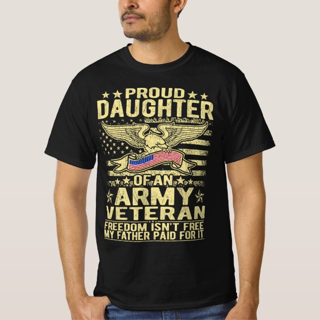 Camiseta Filha Orgulhosa Do Veterano Do Exército Militar -  (Frente)