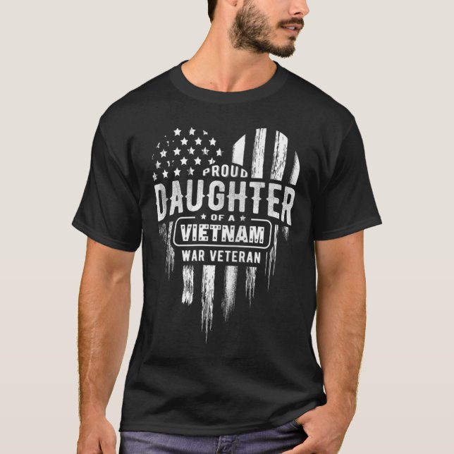 Camiseta Filha Orgulhosa Vietnã Vet Pai Veteranos Dia Ameri (Frente)