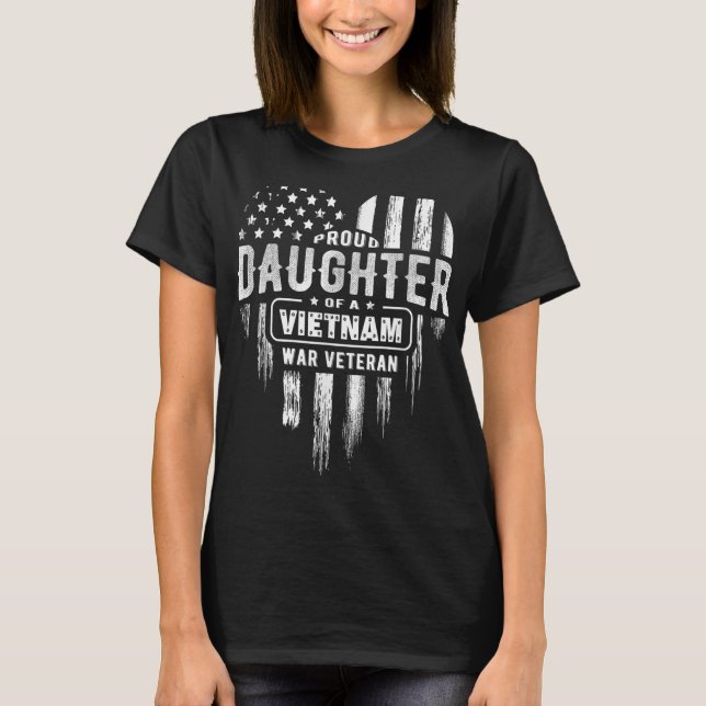 Camiseta Filha Orgulhosa Vietnã Vet Pai Veteranos Dia Ameri (Frente)