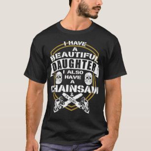 Camiseta Filha pai chainsaw alibi engraçado arqueologia eca