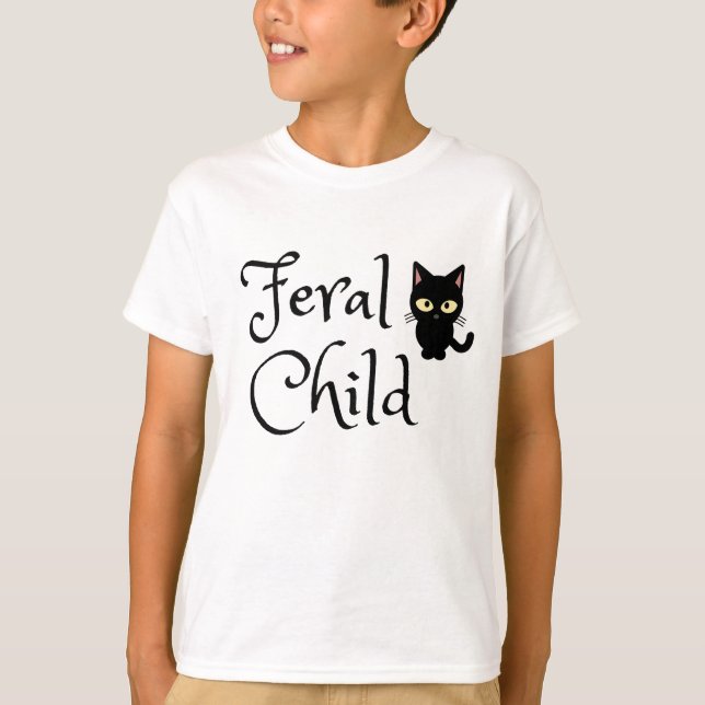 Camiseta Filha Selvagem com Design de Gato Preto (Frente)