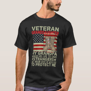 Camiseta Filha Veterana Meu Avô Arriscou Sua Vida Para Salv