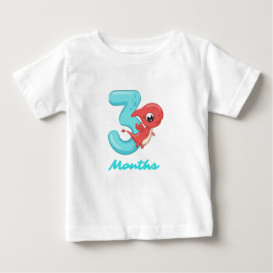 Camiseta Filheta de bebê de dinossauro de três meses