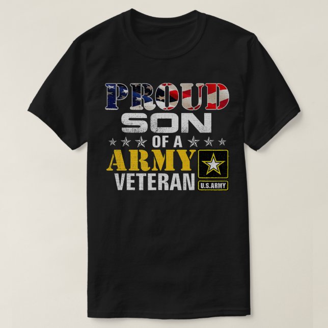 Camiseta Filho Orgulhoso De Um Prêmio Veterano Do Exército (Frente do Design)