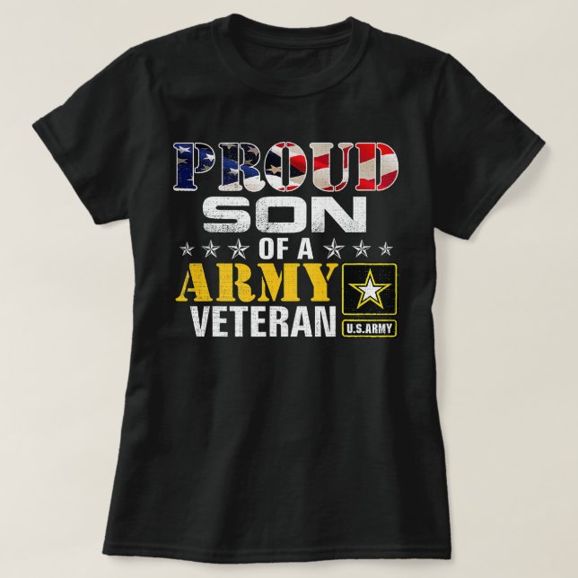 Camiseta Filho Orgulhoso De Um Prêmio Veterano Do Exército (Frente do Design)