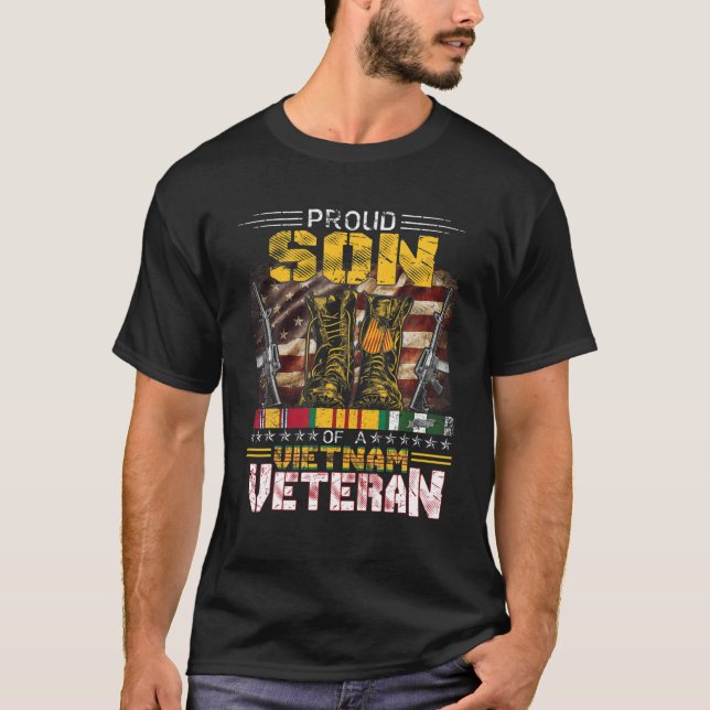Camiseta Filho Orgulhoso De Um Veterano Vietnã | Vet de gue (Frente)