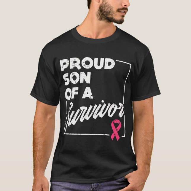 Camiseta Filho Orgulhoso Do Apoio ao cancer de mama De Sobr (Frente)
