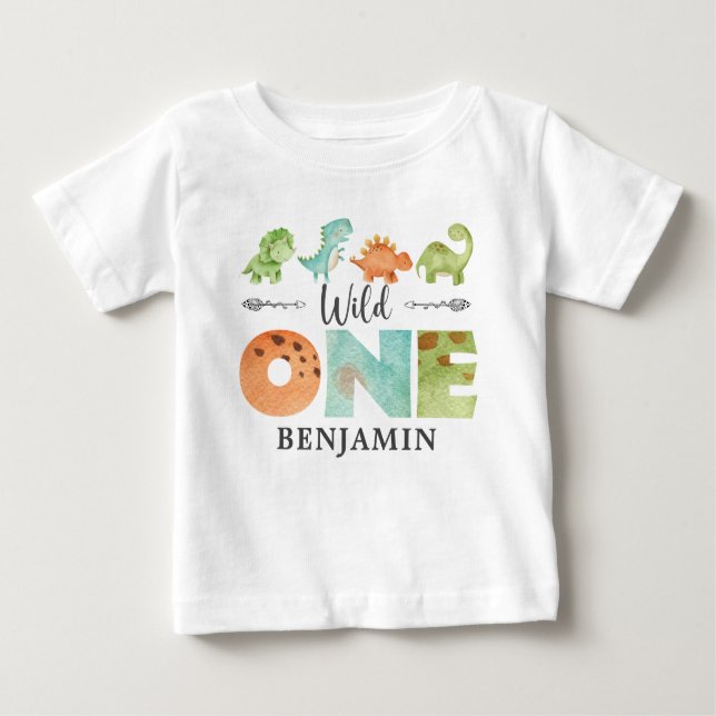 Camiseta FILHO Personalizado Um Dinossauro Primeiro Bab de  (Frente)