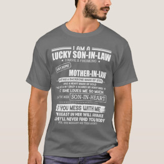 Camiseta Filho sortudo, eu tenho uma mãe incrível na lei.