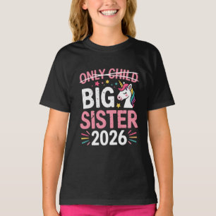 Camiseta Filho Único Riscado Irmã Mais Velha 2026 Gravidez 