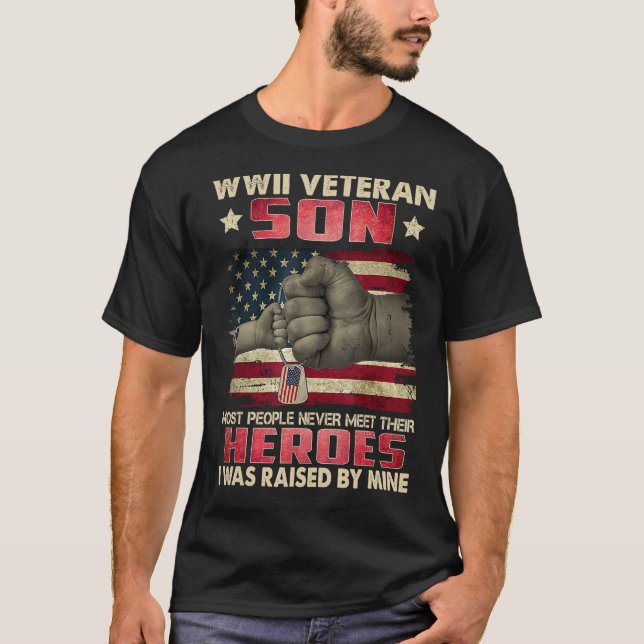 Camiseta Filho Veterano Da WWII Fui Criado Pela Minha Fath  (Frente)