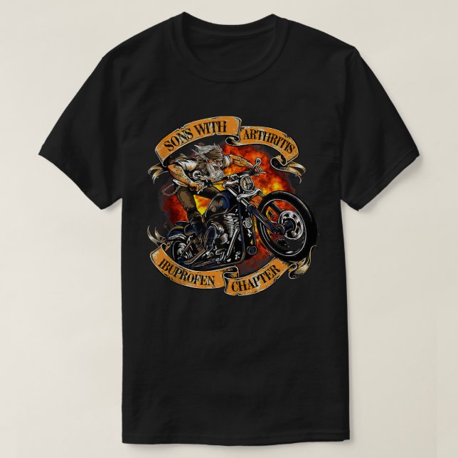 Camiseta Filhos Com Artrite Ibuprofeno Capítulo Motociclo T (Frente do Design)