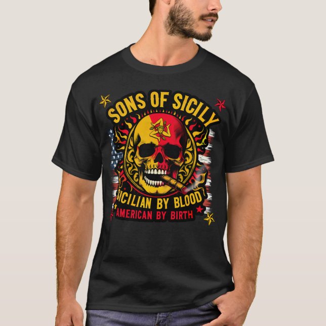 Camiseta Filhos da Sicília Siciliana por Blood American por (Frente)