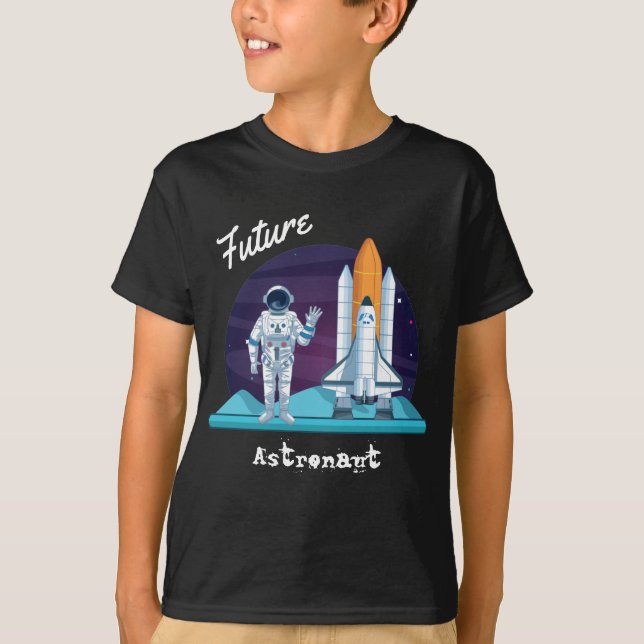 Camiseta Filhos de Cartoons do Shuttle Espacial Waving (Frente)