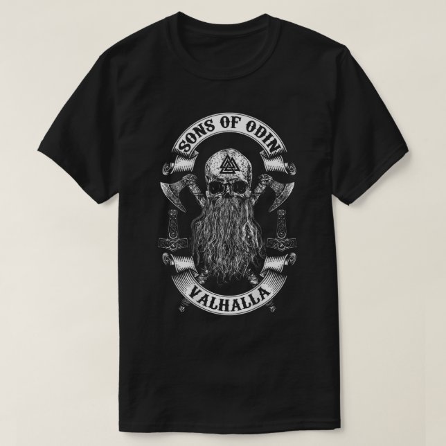 Camiseta Filhos traseiros de ODIN- Vikings Nordish Odin Tho (Frente do Design)