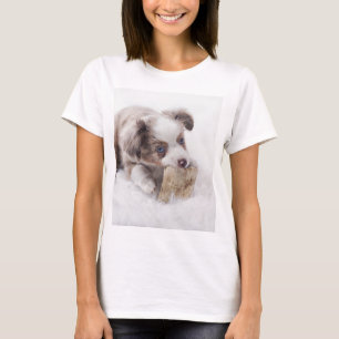 Camiseta filhote australiano merle vermelho