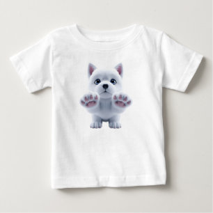 Camiseta Filhote Branco Fofinho e Felpudo