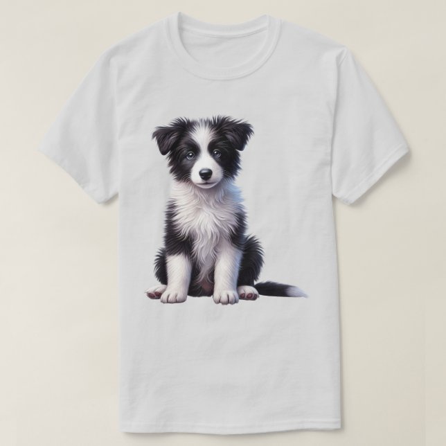 Camiseta Filhote de Border Collie Fofo (Frente do Design)