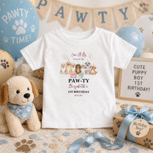 Camiseta Filhote de Cachorro Bonito Aniversário de 1 Ano do