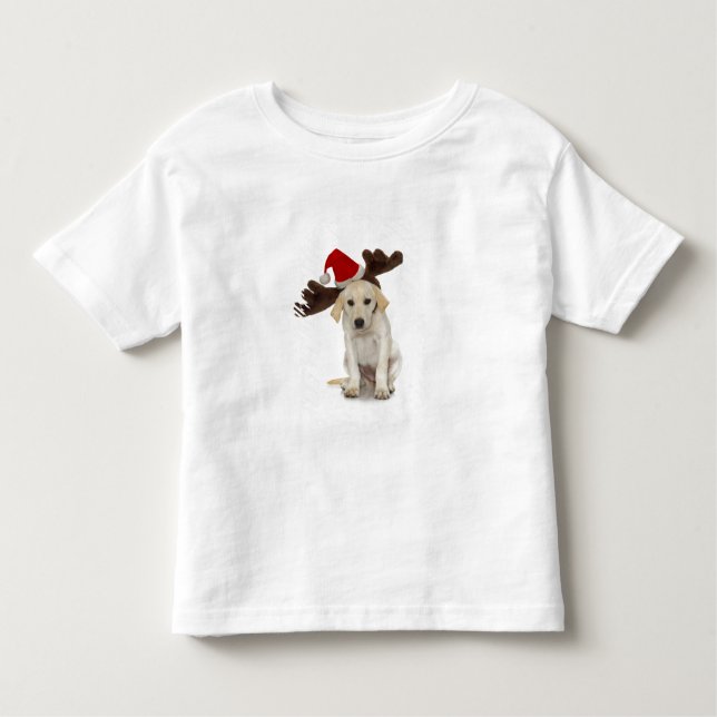 Camiseta Filhote de cachorro com papai noel chapéu e (Frente)