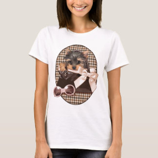 Camiseta Filhote de cachorro de Houndstooth Yorkie