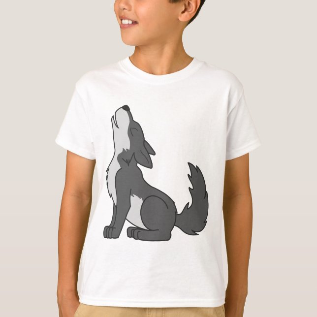 Camiseta Filhote de cachorro de lobo cinzento que urra (Frente)