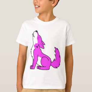 Camiseta Filhote de cachorro de lobo cor-de-rosa que urra