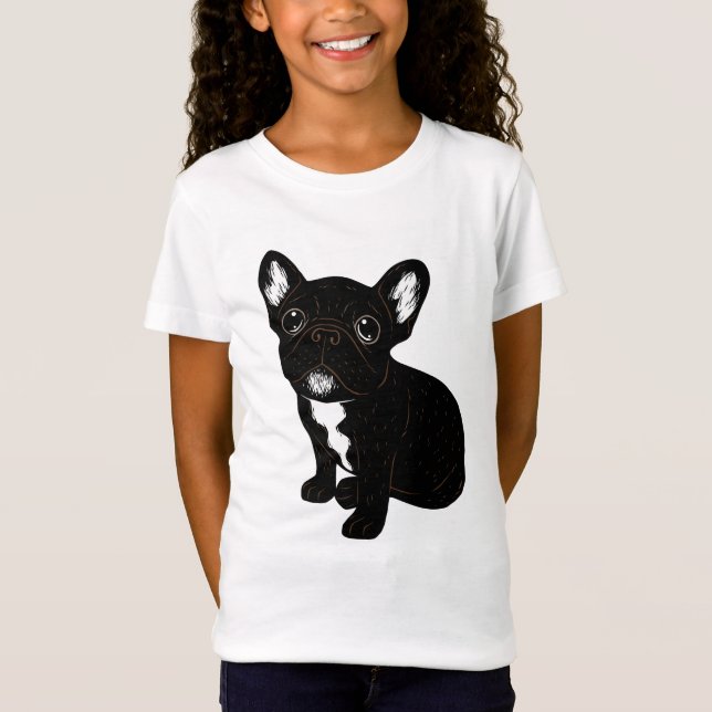 Camiseta Filhote de cachorro rajado bonito de Frenchie (Frente)