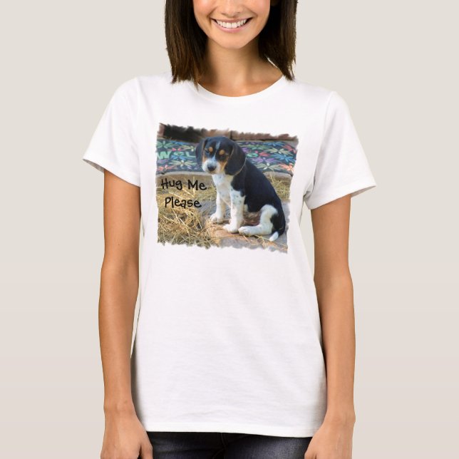 Camiseta Filhote de cachorro Snoopy bonito do lebreiro - (Frente)