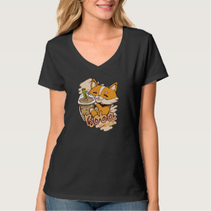 Camiseta Filhote de Corgi Fofo com Chá de Bolhas