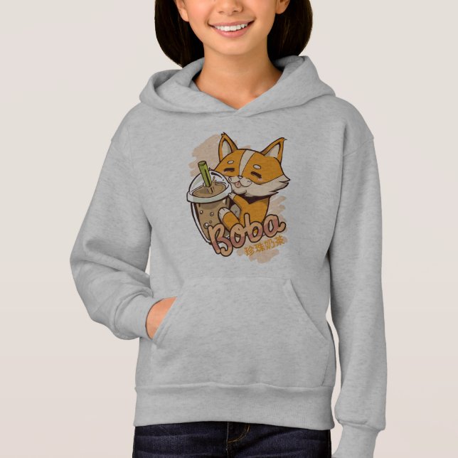 Camiseta Filhote de Corgi Fofo com Chá de Bolhas (Frente)