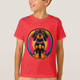 Camiseta Filhote de Dachshund Rodeado por Arco-íris Vibrant