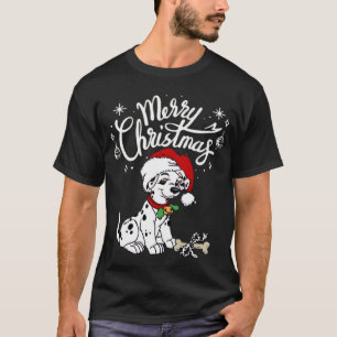 Camiseta Filhote de dálmata com chapéu de natal de santa 
