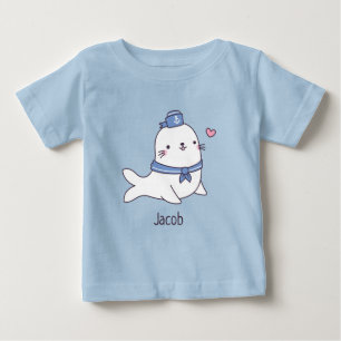 Camiseta Filhote de Foca Branca Adorável Tripulação de Mari
