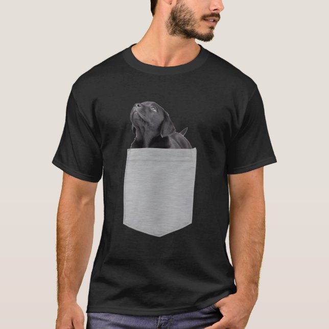 Camiseta Filhote de Lab Negro no Seu Bolso (Frente)
