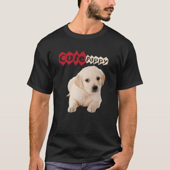 Camiseta Filhote de labrador de Cute ouro (Frente)