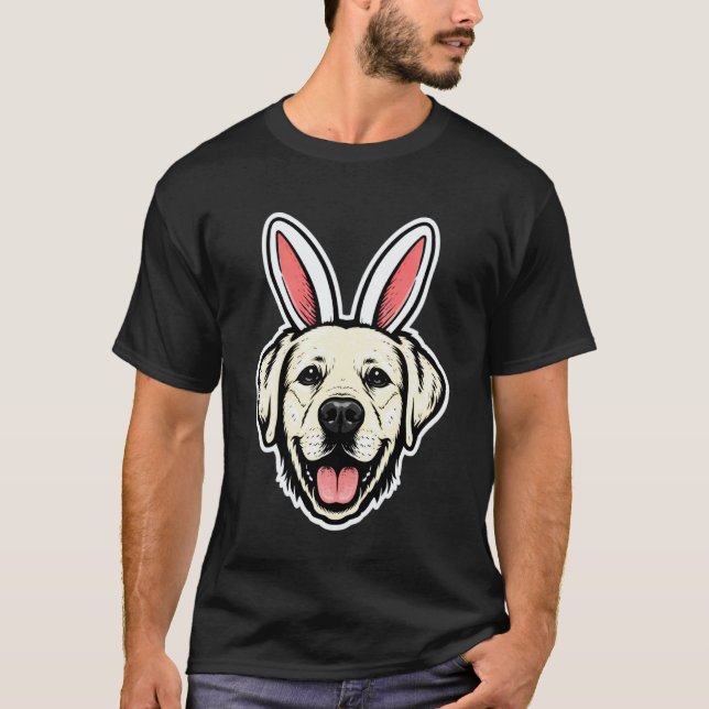 Camiseta Filhote de Labrador Orelhas de Coelho Páscoa Cacho (Frente)