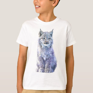 Camiseta Filhote de Lince Gato Selvagem Fofo Olhos Azuis Cr