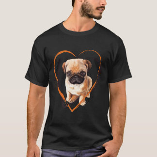 Camiseta Filhote de Pug Fofo no Coração