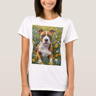 Camiseta Filhote de Staffordshire Bull Terrier Marrom e Bra