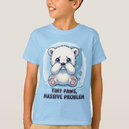 Camiseta Filhote de Urso Polar Triste Fofinho Patinhas Pequ